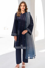 JAZMIN - 3PC LAWN EMBROIDERED SHIRT WITH PRINTED DUPATTA AND TROUSER - HZG1545