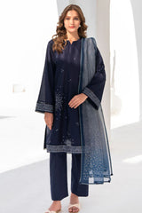 JAZMIN - 3PC LAWN EMBROIDERED SHIRT WITH PRINTED DUPATTA AND TROUSER - HZG1545