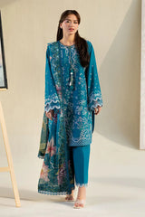 SOBIA NAZIR - 3PC LAWN EMBROIDERED SHIRT WITH CHIFFON PRINTED DUPATTA AND TROUSER - HZG2785