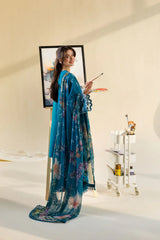 SOBIA NAZIR - 3PC LAWN EMBROIDERED SHIRT WITH CHIFFON PRINTED DUPATTA AND TROUSER - HZG2785