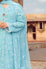 MARIA B - 3PC LAWN EMBROIDERED SHIRT WITH CHIFFON EMBROIDERED DUPATTA AND TROUSER - HZG1497