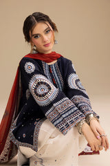 JAZMIN - 3PC LAWN EMBROIDERED SHIRT WITH CHIFFON PRINTED DUPATTA AND TROUSER - HZG2690
