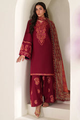 JAZMIN - 3PC LAWN EMBROIDERED SHIRT WITH MANAAR PRINTED DUPATTA AND TROUSER - HZG2942