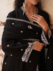 IMAGE - 3PC DHANAK EMBROIDERED SHIRT WITH DHANAK EMBROIDERED SHAWL AND TROUSER - HZG2545