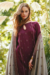 MARIA B - 3PC DHANAK EMBROIDERED SHIRT WITH DHANAK EMBROIDERED DUAPTTA AND TROUSER - HZG1383