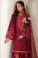 JAZMIN - 3PC LAWN EMBROIDERED SHIRT WITH MANAAR PRINTED DUPATTA AND TROUSER - HZG2942