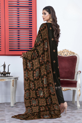 BAKHIYA - 3PC DHANAK EMBROIDERED SHIRT WITH CUTWORK DHANAK EMBROIDERED SHAWL AND TROUSER - HZG1978