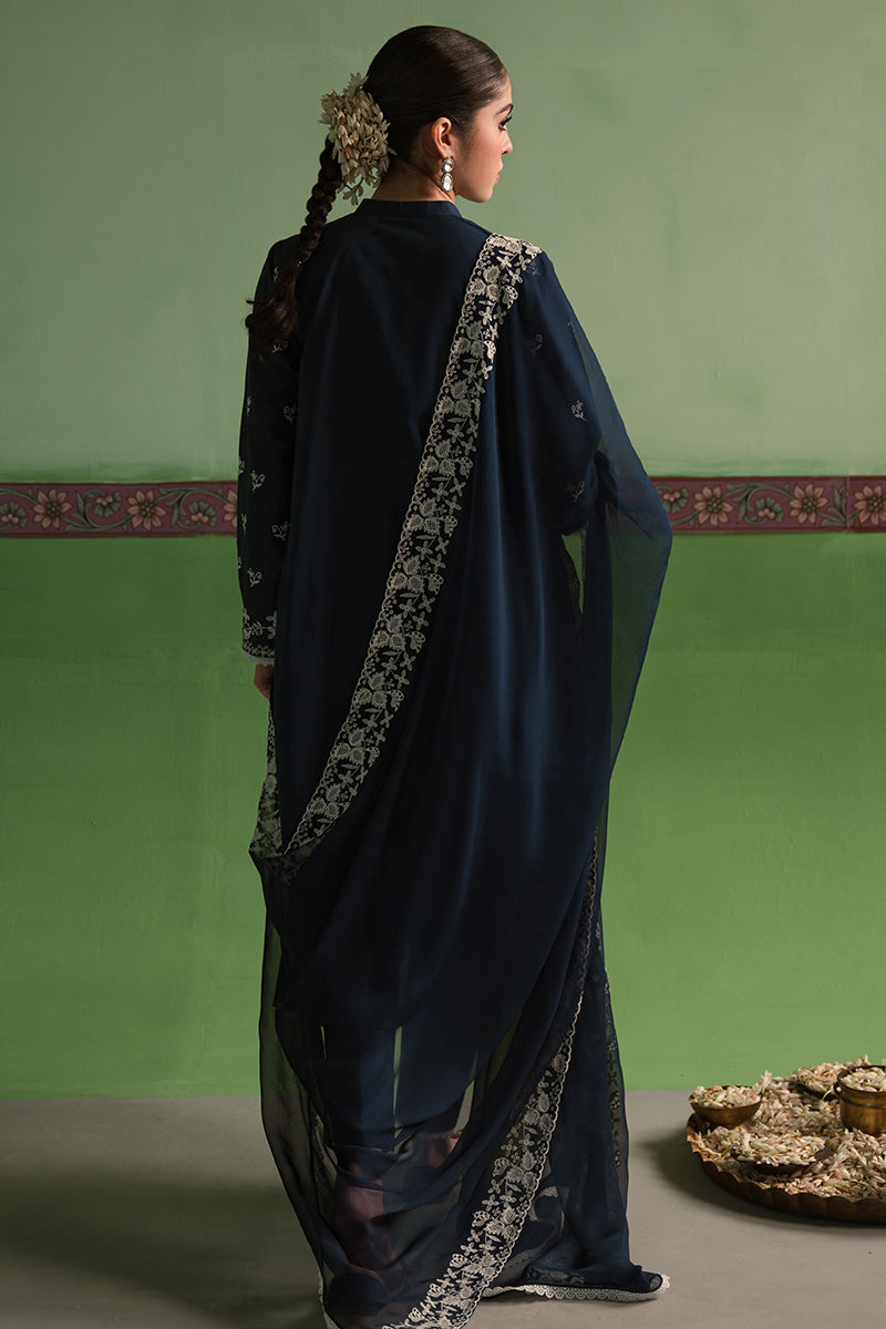 CROSS STITCH - 3PC DHANAK EMBROIDERED SHIRT WITH DHANAK EMBROIDERED SHAWL AND TROUSER - HZG2456