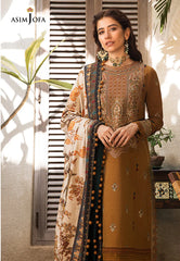 ASIM JOFA - 3PC DHANAK EMBROIDERED SHIRT WITH TWILL PRINTED SHAWL AND TROUSER - HZG1519
