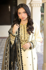 ASIM JOFA - 3PC LAWN EMBROIDERED SHIRT WITH MANAAR PRINTED DUPATTA AND TROUSER - HZG2308