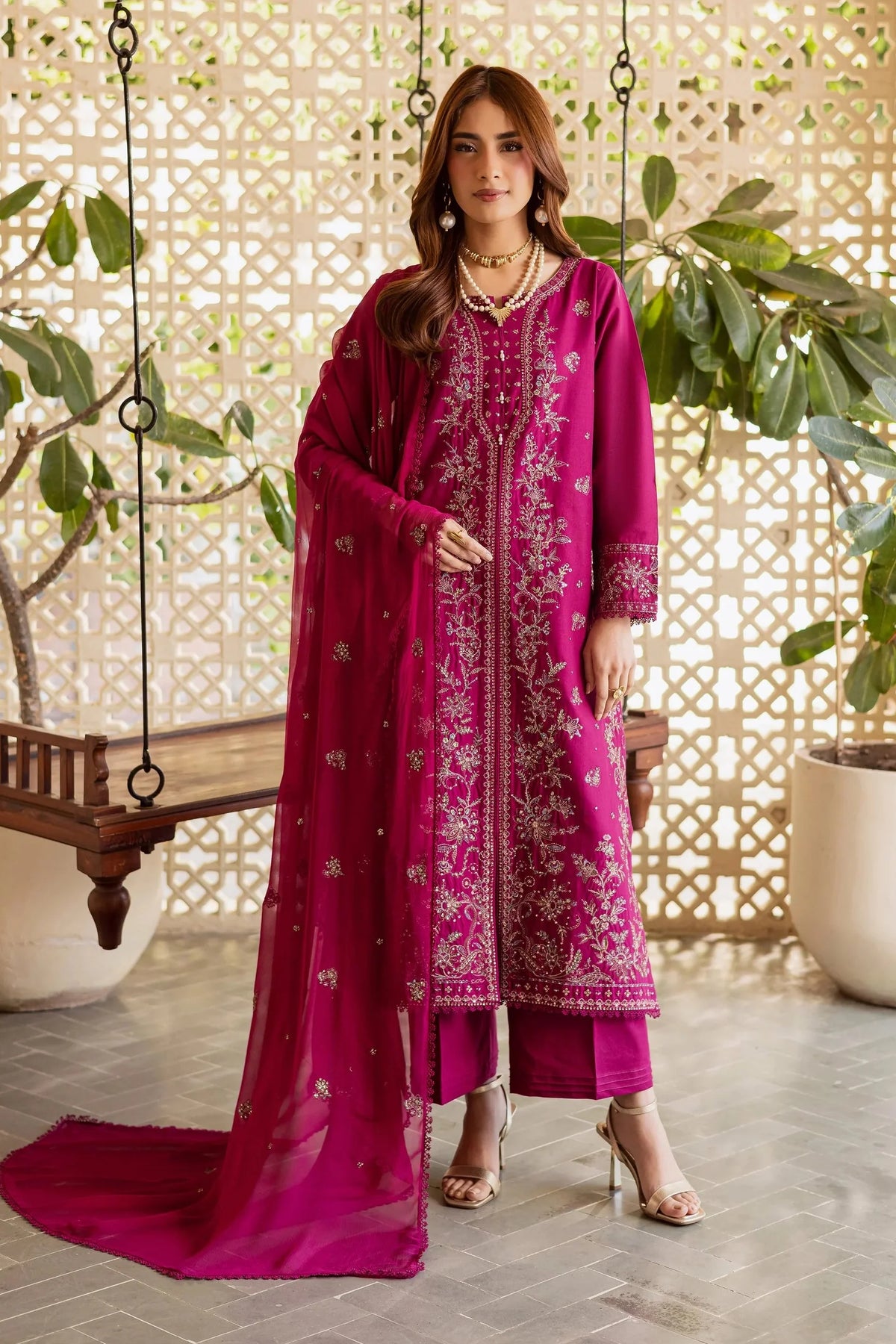 BATIK - 3PC LAWN EMBROIDERED SHIRT WITH CHIFFON EMBROIDERED DUPATTA AND TROUSER - HZG2957