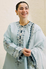 ZARA SHAHJAHAN - 3PC LAWN EMBROIDERED SHIRT WITH ORGANZA EMBROIDERED DUPATTA AND TROUSER - HZG2072