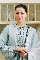 ZARA SHAHJAHAN - 3PC LAWN EMBROIDERED SHIRT WITH ORGANZA EMBROIDERED DUPATTA AND TROUSER - HZG2072