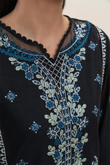 BEECHTREE - 3PC KARANDI EMBROIDERED SHIRT WITH KHADI NET EMBROIDERED DUPATTA AND TROUSER - HZU2433