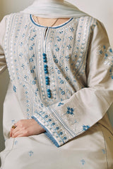 ZARA SHAH JAHAN - 3PC LAWN EMBROIDERED SHIRT WITH CHIFFON PRINTED DUPATTA AND TROUSER - HZG1571