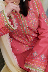 ZARA SHAH JAHAN - 3PC LAWN EMBROIDERED SHIRT WITH CHIFFON PRINTED DUPATTA AND TROUSER - HZG1570