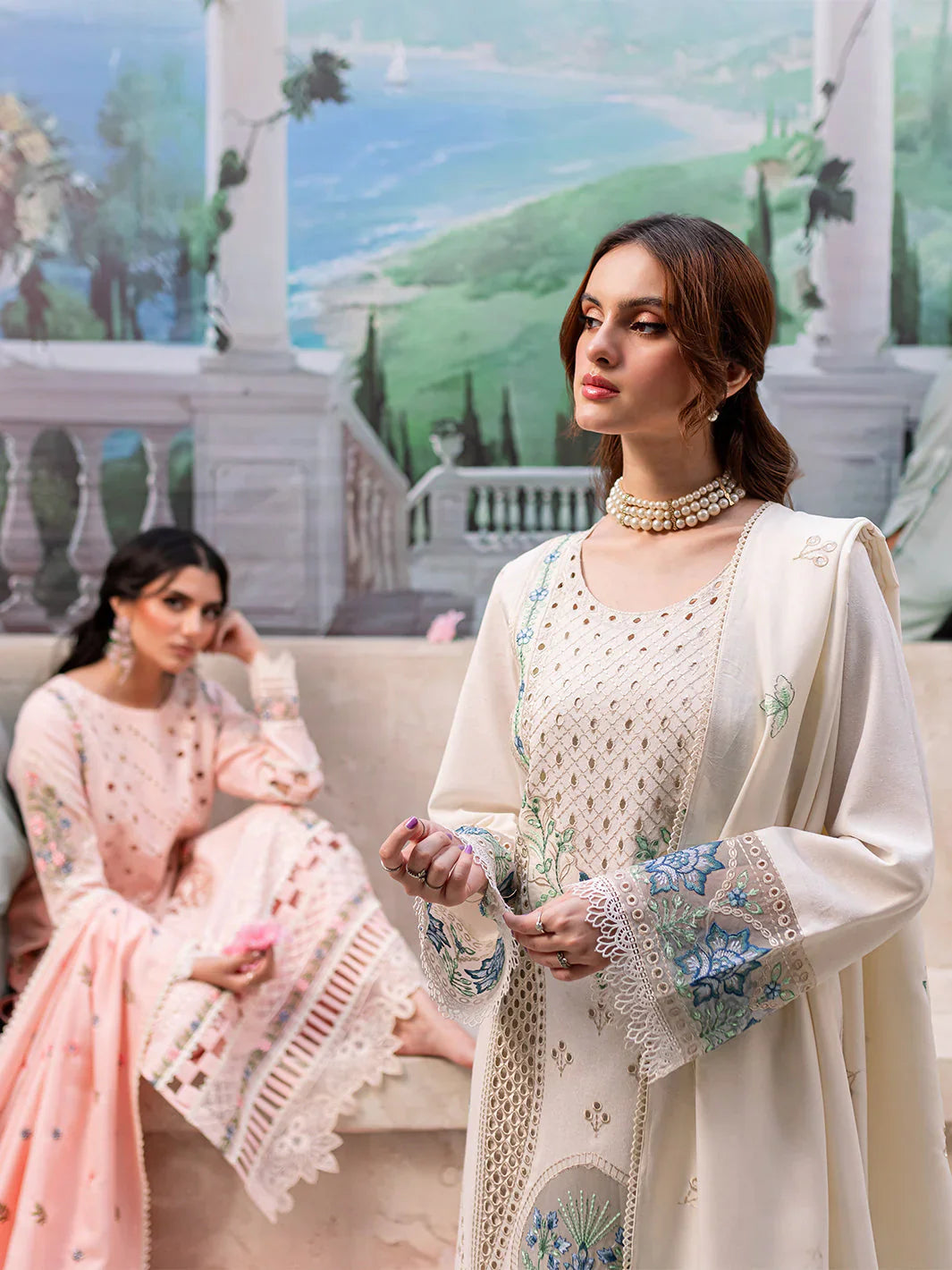 MAHNUR - 3PC LAWN EMBROIDERED SHIRT WITH LAWN LASER EMBROIDERED DUPATTA AND TROUSER - HZG2177