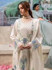 MAHNUR - 3PC LAWN EMBROIDERED SHIRT WITH LAWN LASER EMBROIDERED DUPATTA AND TROUSER - HZG2177