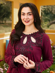 ALLYS - 3PC LAWN SEQUIN EMBROIDERED SHIRT WITH KHADDI NET EMBROIDERED DUPATTA AND TROUSER - HZG2837