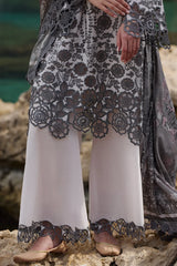 IMAGE - 3PC LAWN EMBROIDERED SHIRT WITH MANAAR PRINTED DUPATTA AND TROUSER - HZG2166