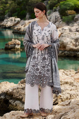 IMAGE - 3PC LAWN EMBROIDERED SHIRT WITH MANAAR PRINTED DUPATTA AND TROUSER - HZG2166