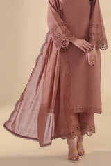 SAPPHIRE - 3PC DHANAK EMBROIDERED SHIRT WITH KHADI NET EMBROIDERED DUPATTA AND TROUSER - HZU2439