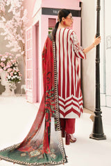 MARIA B - 3PC LAWN EMBROIDERED PRINTED SHIRT WITH CHIFFON PRINTED DUPATTA AND TROUSER - HZG2675