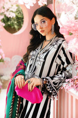MARIA B - 3PC LAWN EMBROIDERED PRINTED SHIRT WITH CHIFFON PRINTED DUPATTA AND TROUSER - HZG2674