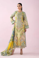 MARIA.B - 3PC LAWN PRINTED SHIRT WITH SILK PRINTED DUPATTA AND TROUSER - HZG2974
