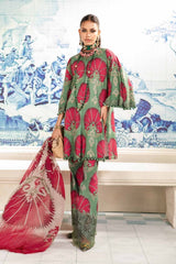 MARIA B - 3PC LAWN PRINTED SHIRT WITH DIAMOND PRINTED DUPATTA AND PRINTED TROUSER - HZG1701