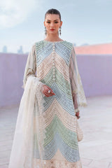 MARIA B - 3PC LAWN CHIKANKAARI EMBROIDERED SHIRT WITH SELF JACQUARD EMBROIDERED DUPATTA AND TROUSER - HZG2789
