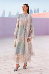 MARIA B - 3PC LAWN CHIKANKAARI EMBROIDERED SHIRT WITH SELF JACQUARD EMBROIDERED DUPATTA AND TROUSER - HZG2789