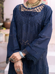 QALAMKAR - 3PC LAWN CHIKANKAARI EMBROIDERED SHIRT WITH PRINTED DUPATTA AND TROUSER - HZG1727