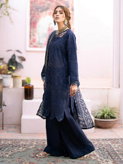 QALAMKAR - 3PC LAWN CHIKANKAARI EMBROIDERED SHIRT WITH PRINTED DUPATTA AND TROUSER - HZG1727