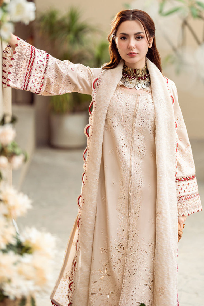 QALAMKAR - 3PC LAWN EMBROIDERED SHIRT WITH MANAAR EMBROIDERED DUPATTA AND TROUSER - HZG2124