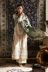 FLORENT - 3PC DHANAK EMBROIDERED SHIRT WITH DHANAK EMBROIDERED SHAWL AND TROUSER - HZG3107
