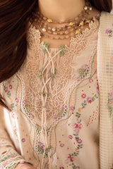 QALAMKAR - 3PC LAWN EMBROIDERED SHIRT WITH COTTON NET EMBROIDERED DUPATTA AND TROUSER - HZG2301