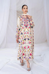 SAPPHIRE - 3PC DHANAK EMBROIDERED SHIRT WITH CHIFFON EMBROIDERED DUPATTA AND TROUSER - HZU2461