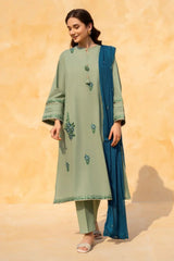 LAZULI - 3PC LAWN EMBROIDERED SHIRT WITH CHIFFON EMBROIDERED DUPATTA AND TROUSER - HZG2181