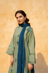 LAZULI - 3PC LAWN EMBROIDERED SHIRT WITH CHIFFON EMBROIDERED DUPATTA AND TROUSER - HZG2181