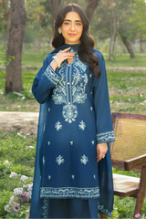 BATIK - 3PC DHANAK EMBROIDERED SHIRT WITH CHIFFON DUPATTA AND TROUSER - HZG2615