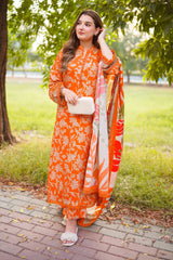 ANEELAS - 3PC LAWN PRINTED SHIRT WITH SILK PRINTED DUPATTA AND TROUSER - HZG2958