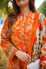 ANEELAS - 3PC LAWN PRINTED SHIRT WITH SILK PRINTED DUPATTA AND TROUSER - HZG2958