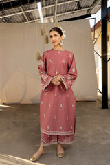 URGE - 2PC DHANAK EMBROIDERED SHIRT WITH DHANAK EMBROIDERED TROUSER - HZG2451