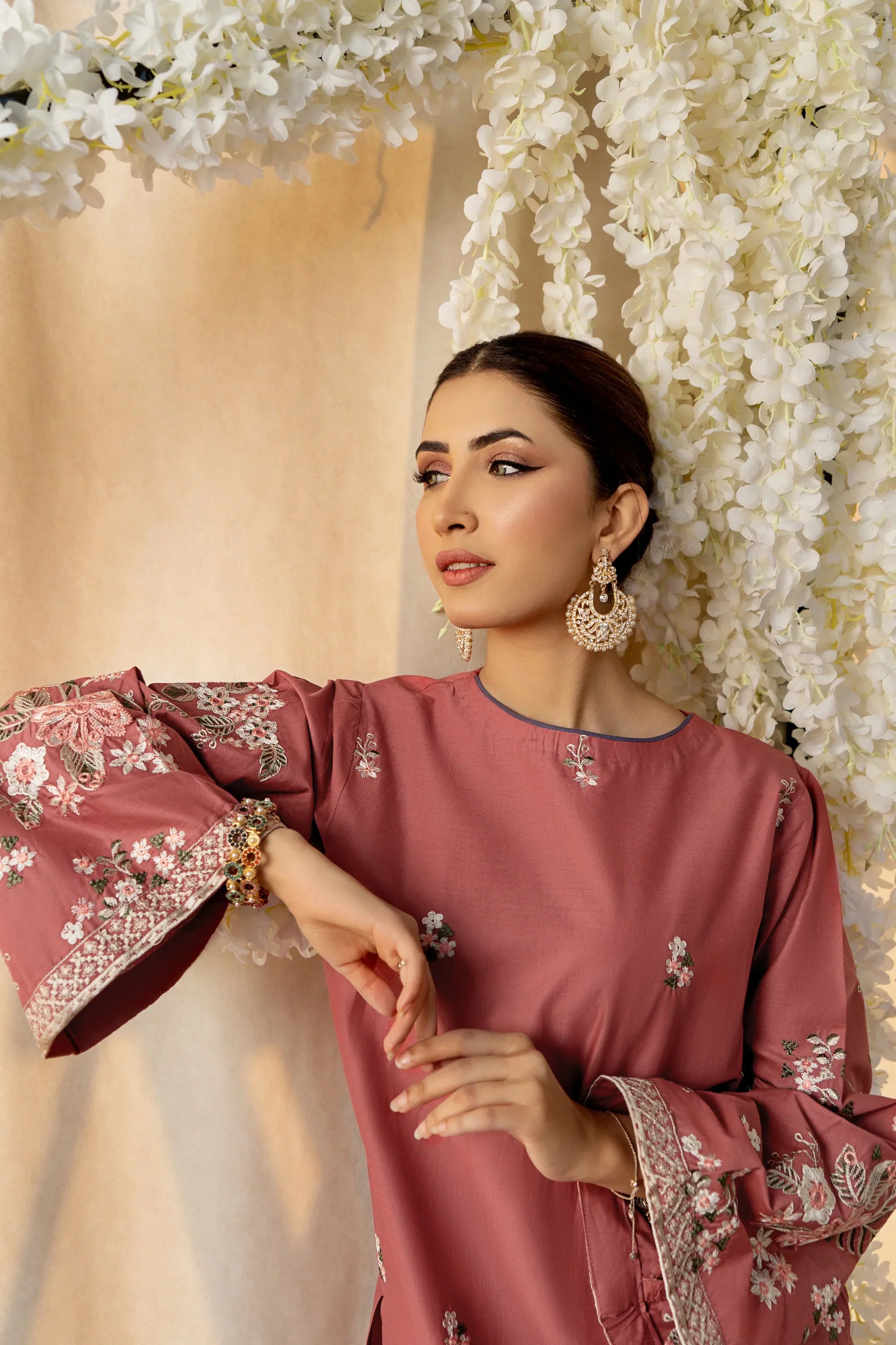 URGE - 2PC DHANAK EMBROIDERED SHIRT WITH DHANAK EMBROIDERED TROUSER - HZG2451