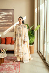 FLORENT - 3PC LAWN EMBROIDERED SHIRT WITH COTTON NET EMBROIDERED DUPATTA AND TROUSER - HZG2199