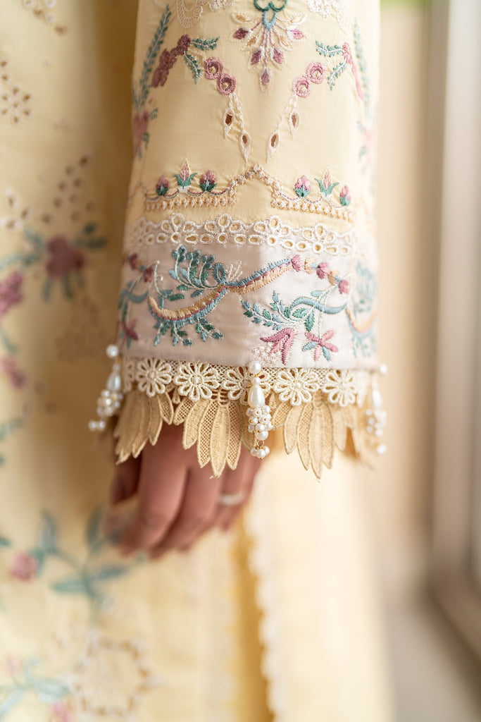 FLORENT - 3PC DHANAK EMBROIDERED SHIRT WITH DHANAK EMBROIDERED SHAWL AND TROUSER - HZG2457