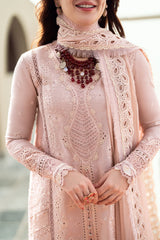 QALAMKAR - 3PC LAWN CHIKANKAARI EMBROIDERED SHIRT WITH KHADI NET EMBROIDERED DUPATTA AND TROUSER - HZG2696