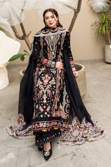 QALAMKAR - 3PC DHANAK EMBROIDERED SHIRT WITH COTTON NET EMBROIDERED DUPATTA AND TROUSER - HZG2184