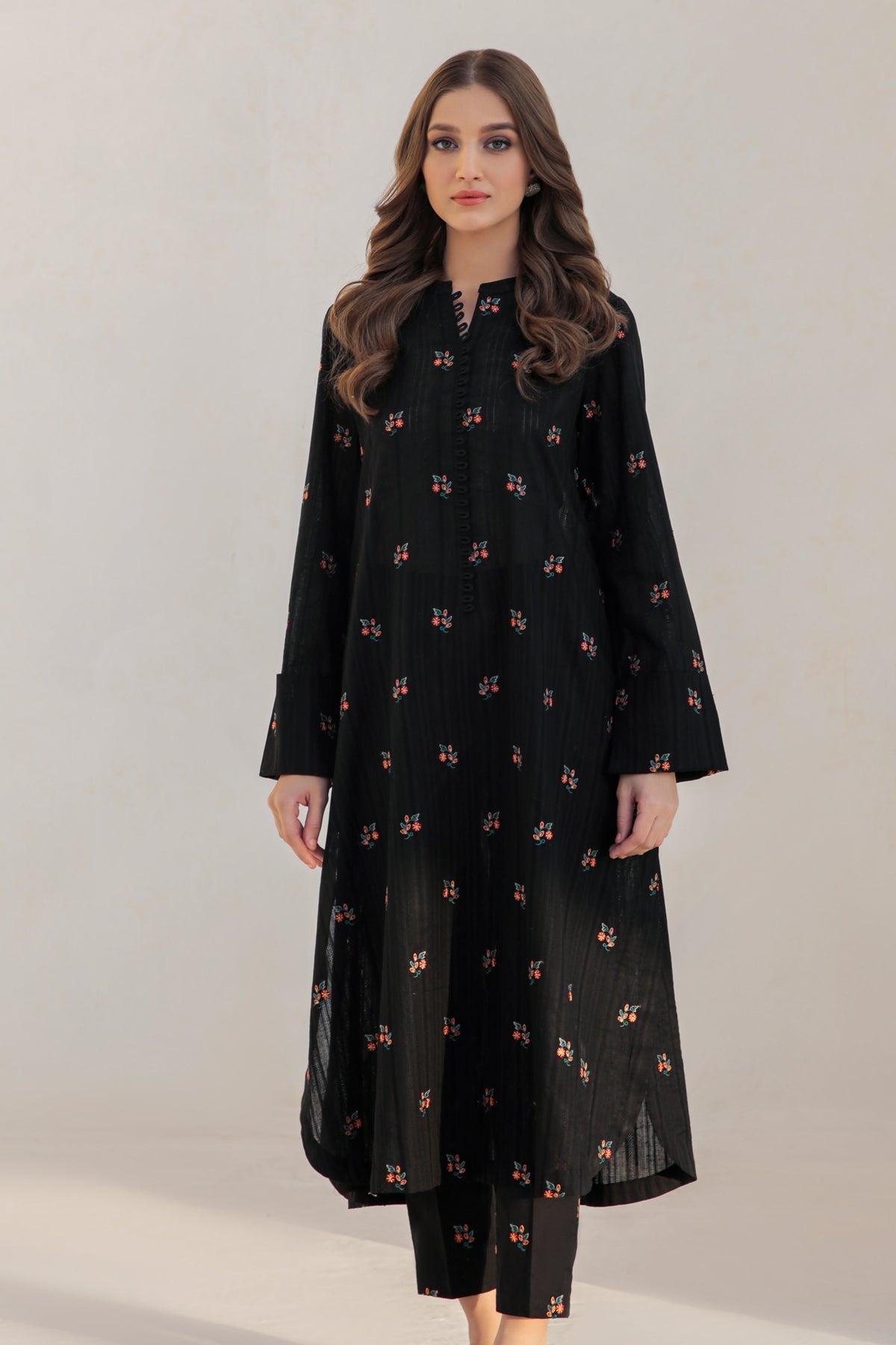 JAZMIN - 3PC CAMBRIC EMBROIDERED SHIRT AND ORGANZA EMBROIDERED DUPATTA WITH TROUSER - HZG1279